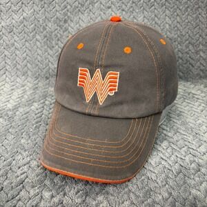 Whataburger Flying W Logo Adjustable OSFM Gray Orange Contrast Stitch Hat‎